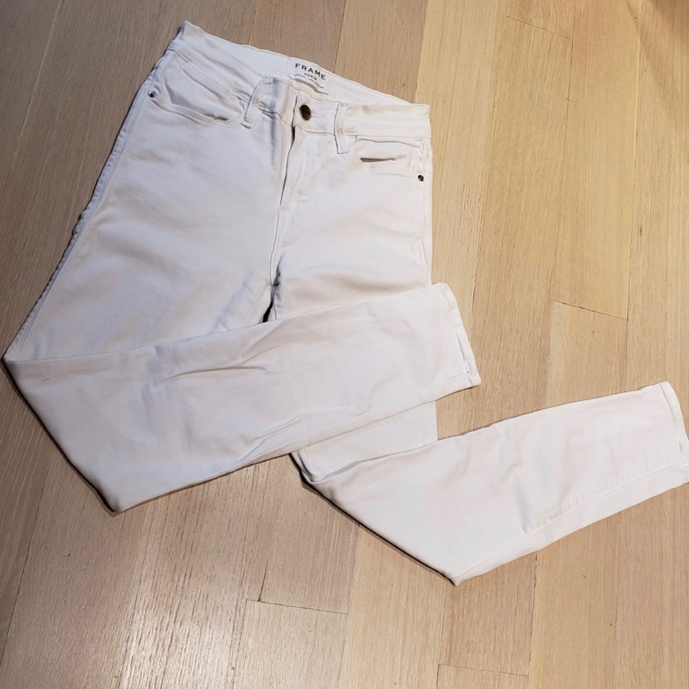 Frame denim white skinny jeans